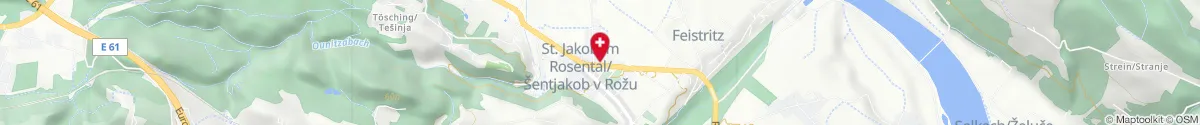 Kartendarstellung des Standorts für Rosen Apotheke in 9184 Sankt Jakob im Rosental